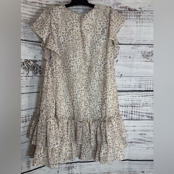 Mayoral Dress Girl Size 8 leopard print chiffon Ruffle 128 CM Made in Spain - Picture 4 of 13